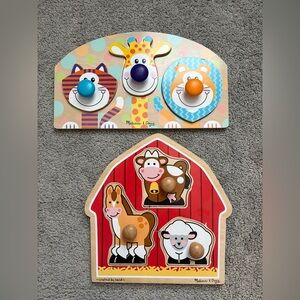 Lot of 2 Melissa and Doug chunky puzzles for toddlers
